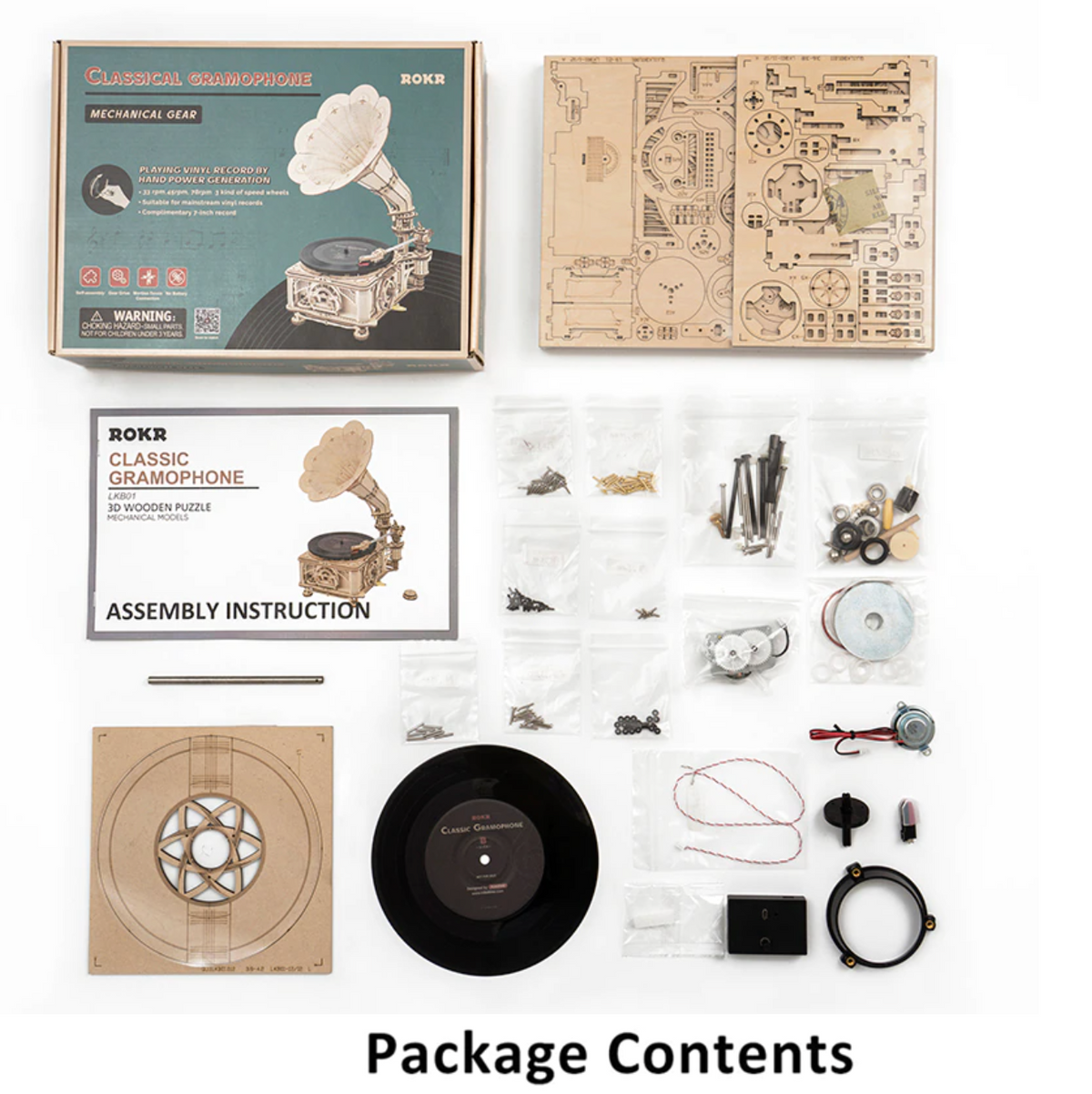DIY Hand Crank Gramophone Wooden Model Kits