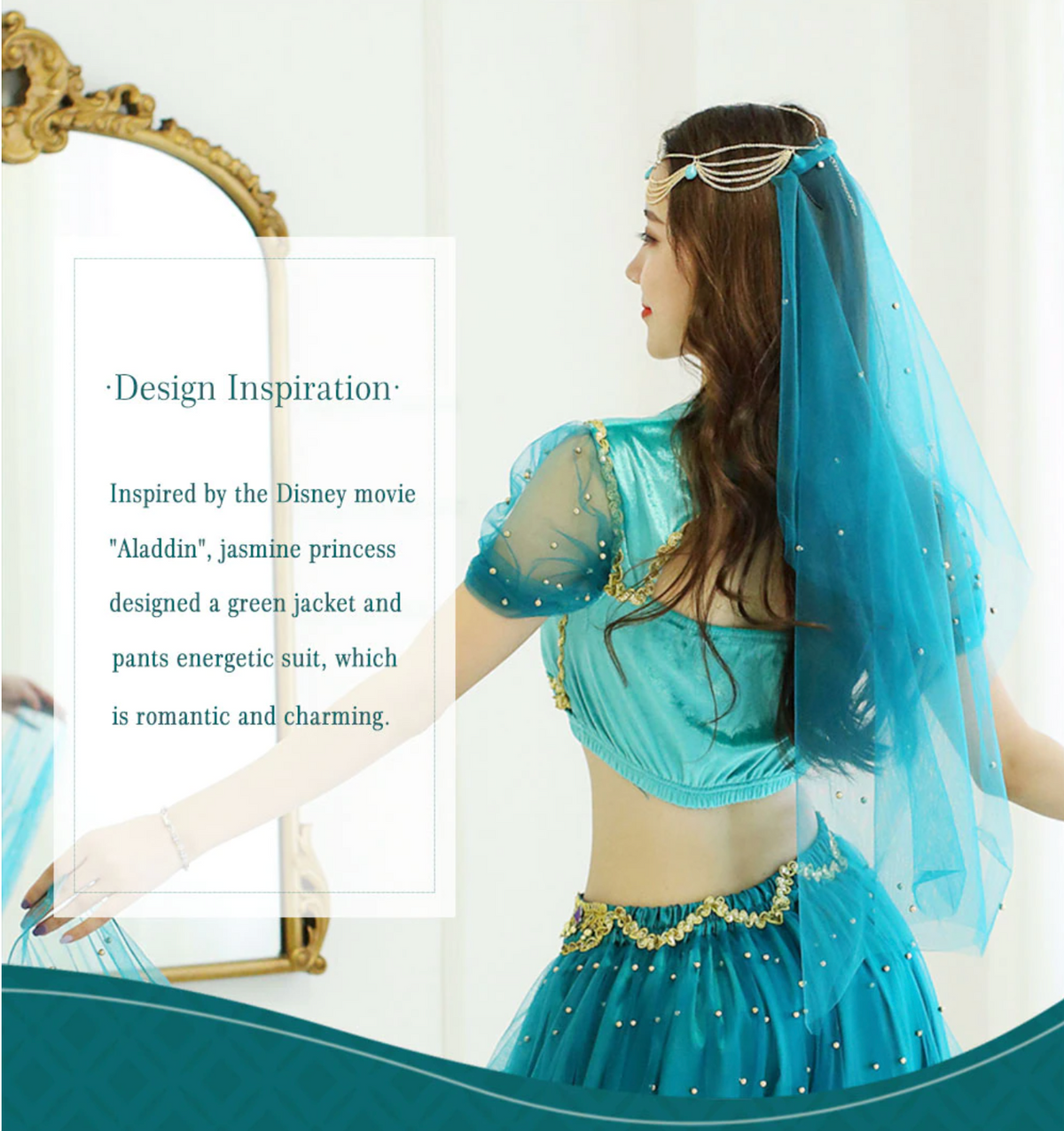 Belly Dance Princess Jasmine Costume Women Girls Bollywood Top Pants Veils Set