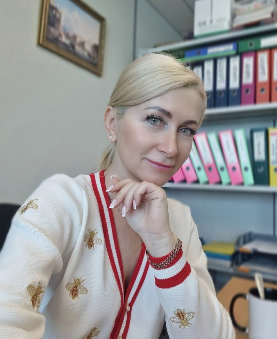 Preppy Bee Embroidered Cardigan