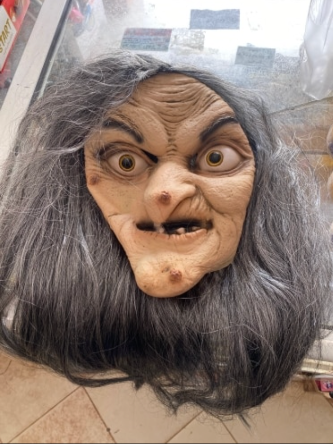 Scary Old Witch Mask Latex with Hair