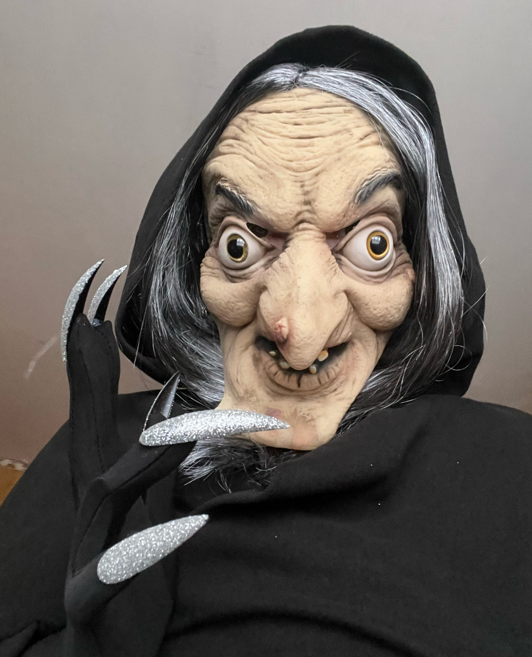Scary Old Witch Mask Latex with Hair