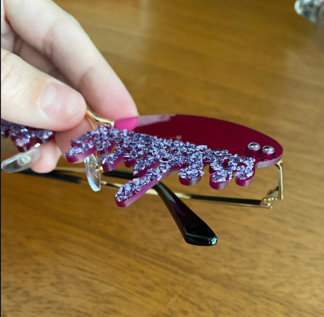 Dripping in Frosting Oval Rimless Rhinestone Sunglasses