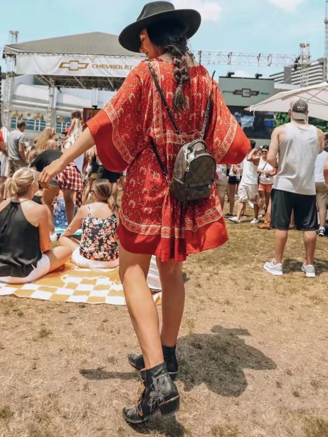 Kaia Boho Rust Red Long Top Mini Dress