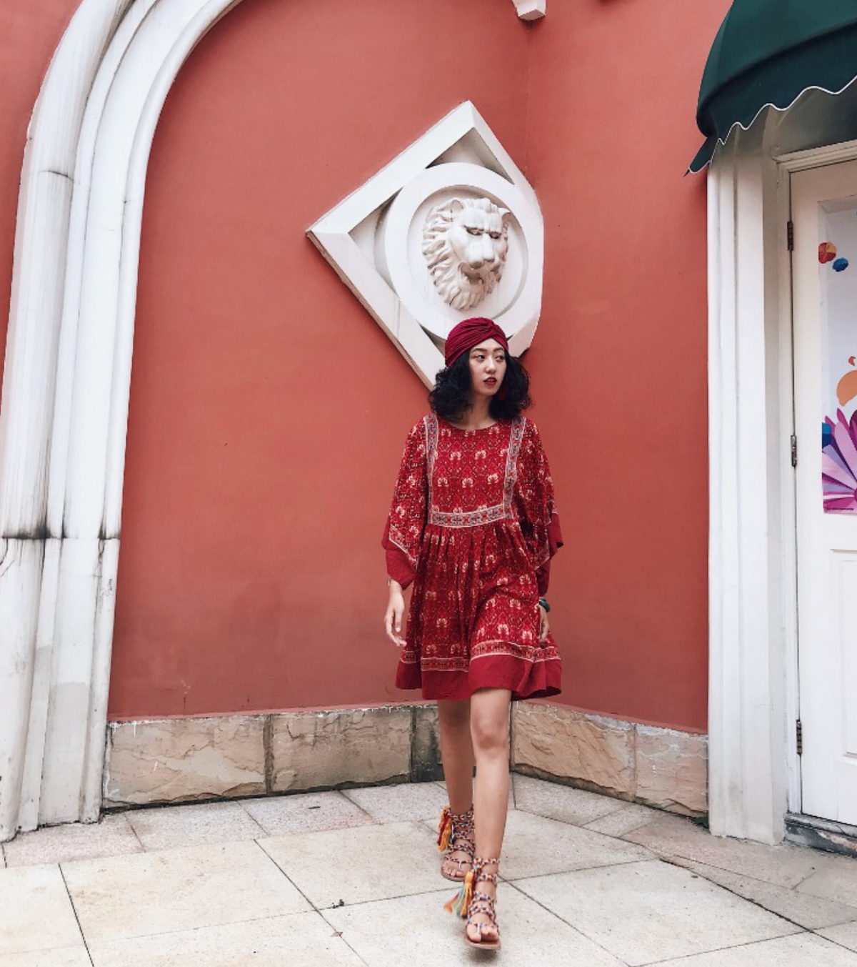 Kaia Boho Rust Red Long Top Mini Dress
