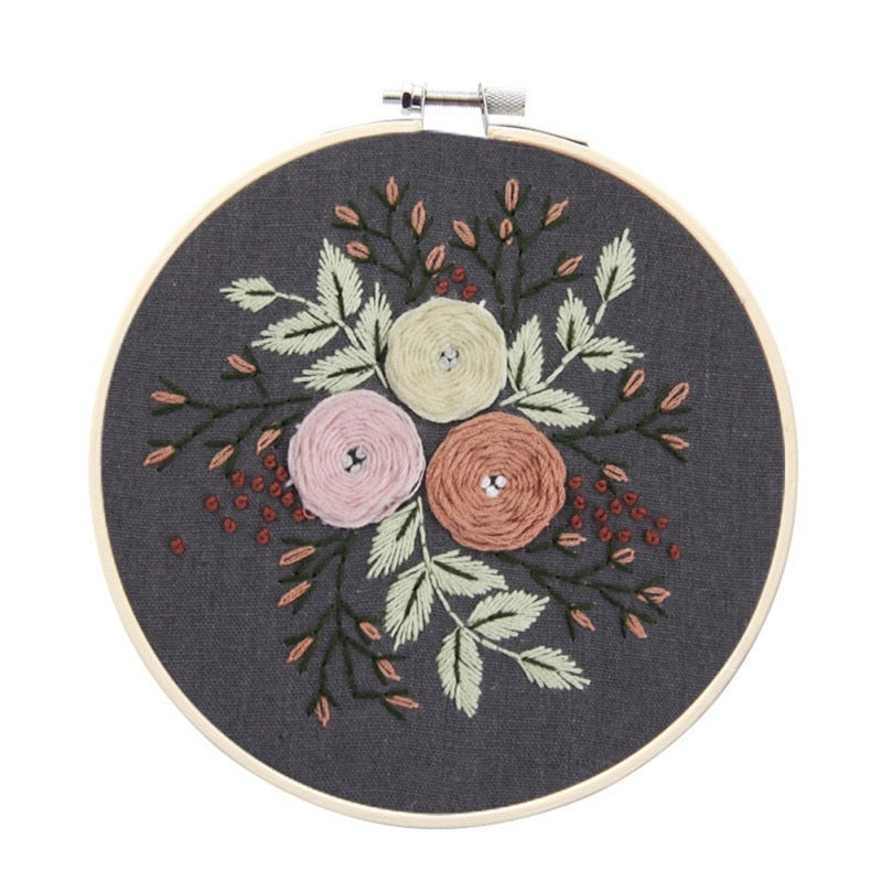 Meadow Flowers Embroidery Starter Kit With Pattern and Instructions and Hoop