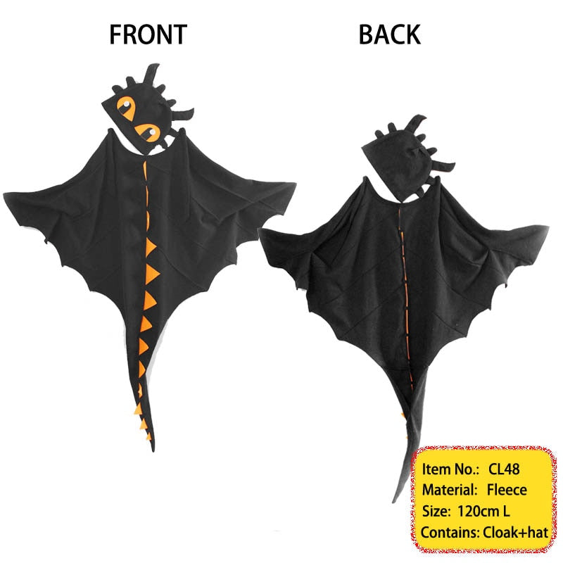 Toothless Dragon Costume Warm Fleece Cloak and Hat