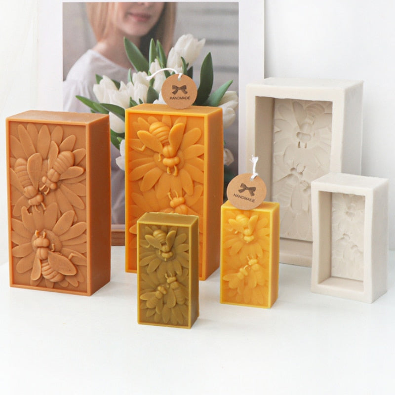 Bee Flower Silicone Mould DIY Soap Resin Baking Plaster Candle Making Moulds