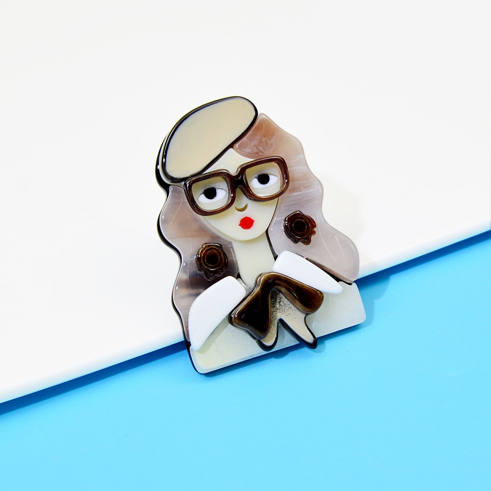 Woodland Fleur Acrylic Brooches 6 Colours Available