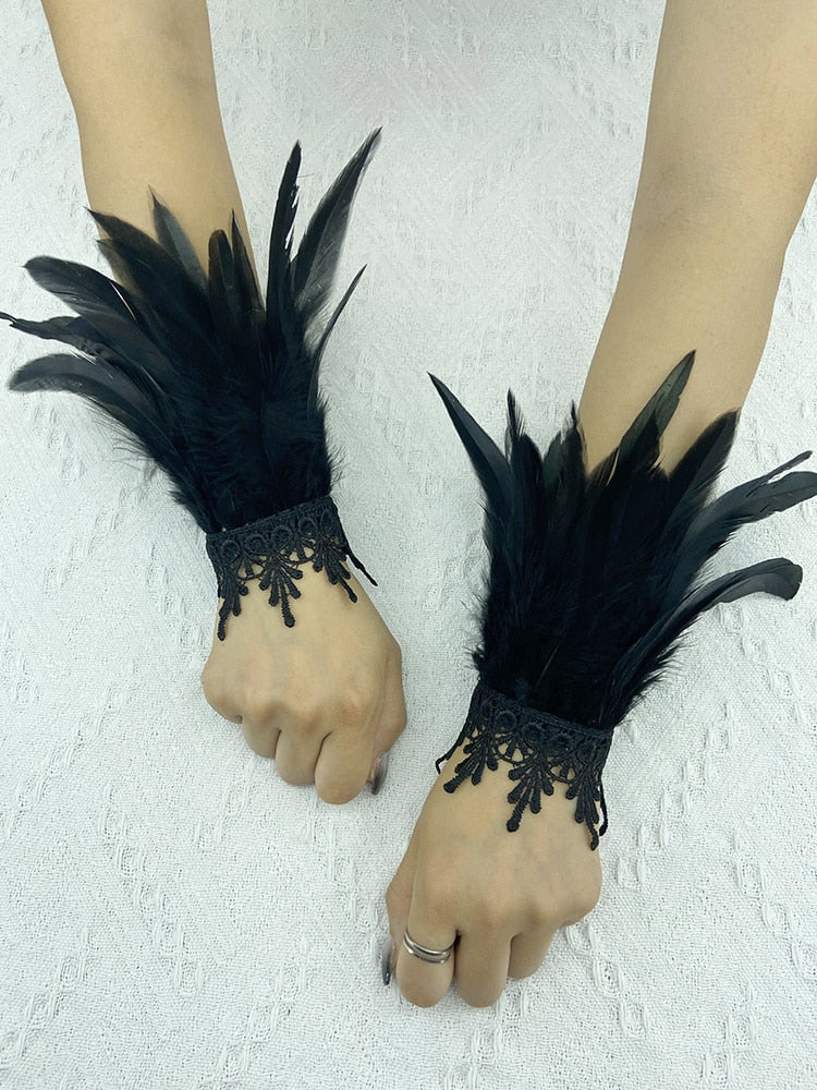 Natural Feather Wrist Cuffs