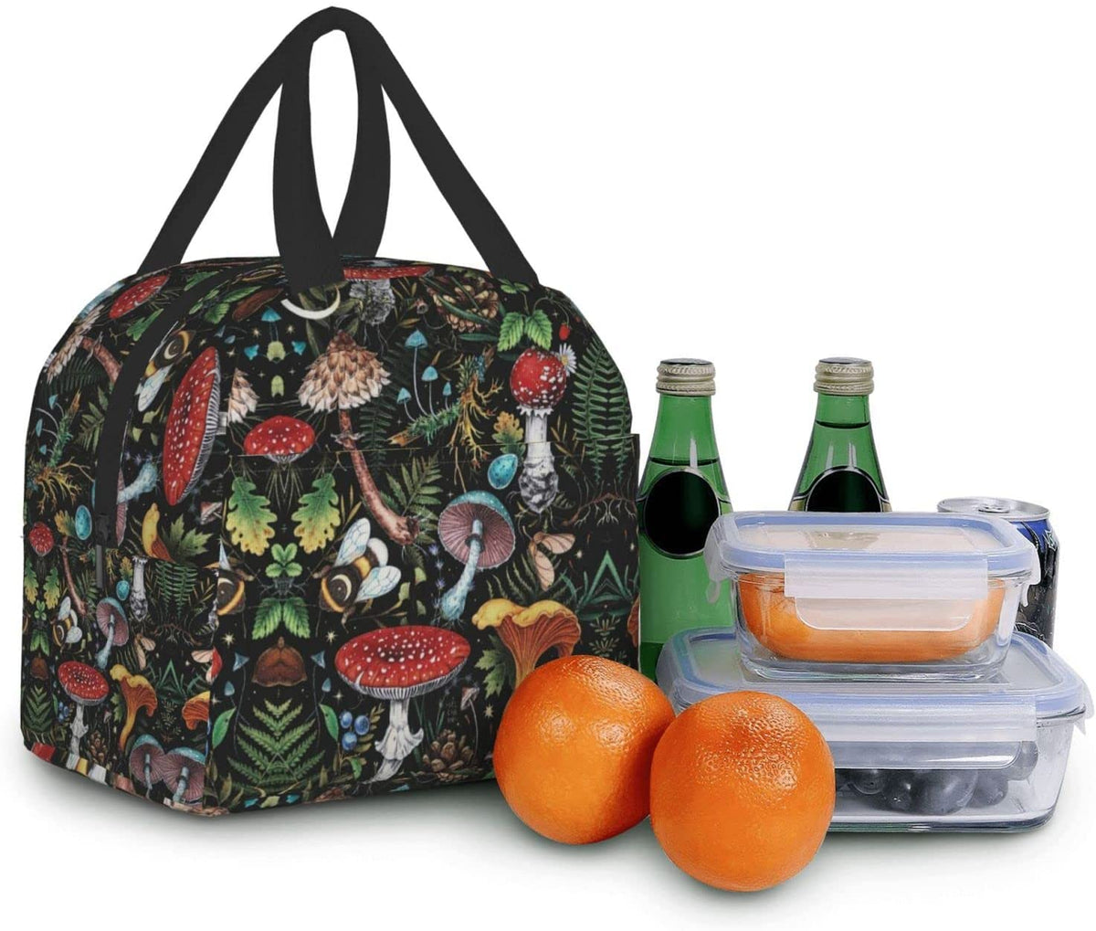 Woodland Mushrooms Lunch Bag Insulated Cooler Lunch Tote Box