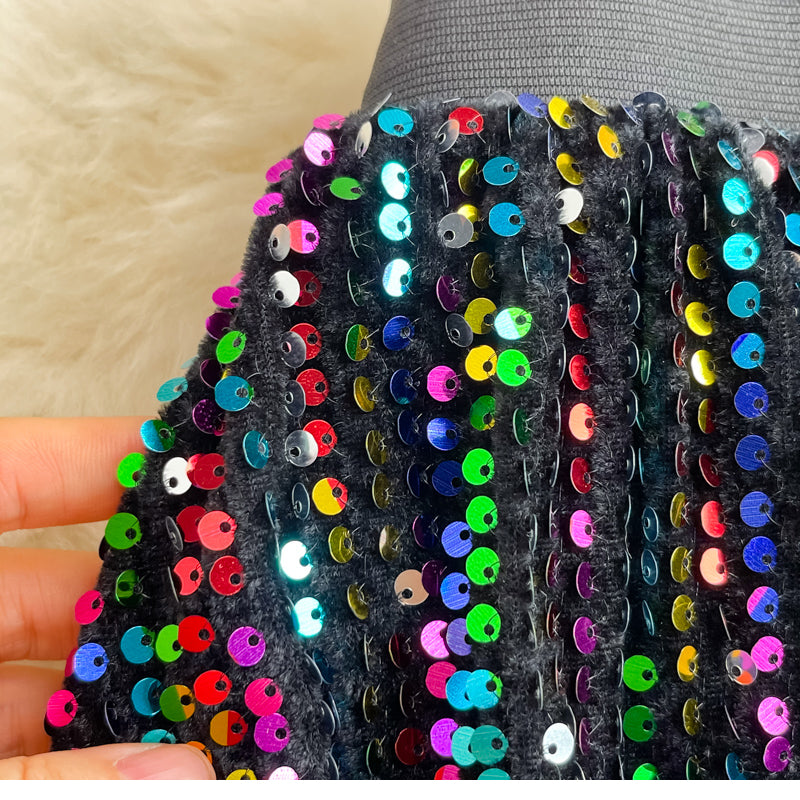 Cyber Queen Sparkly Sequins Maxi Skirt