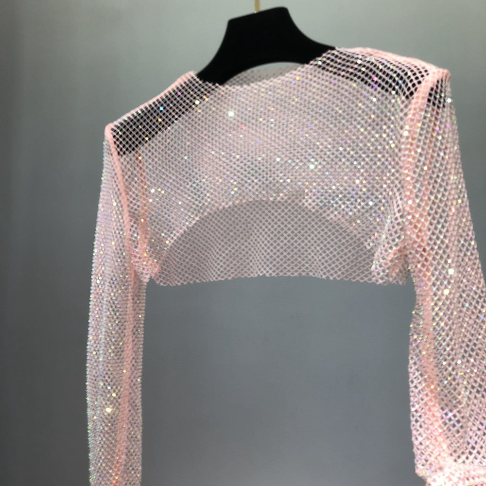 Glittery Net Bolero Top