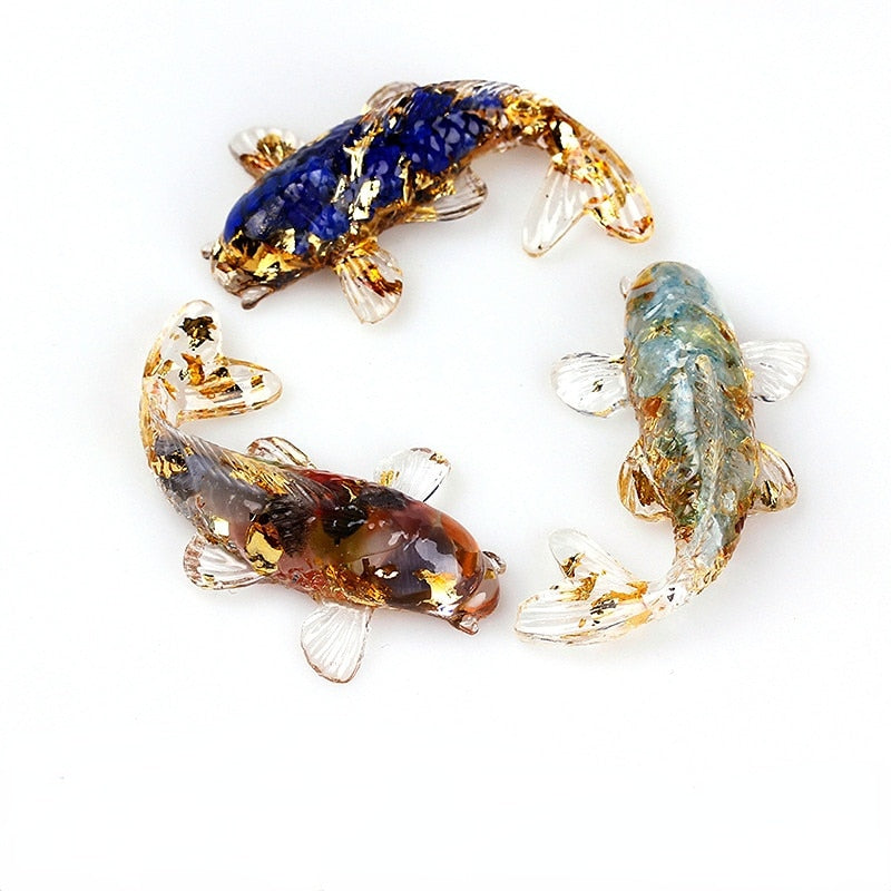 Pretty Koi Fish Ornaments Natural Crystal Decor