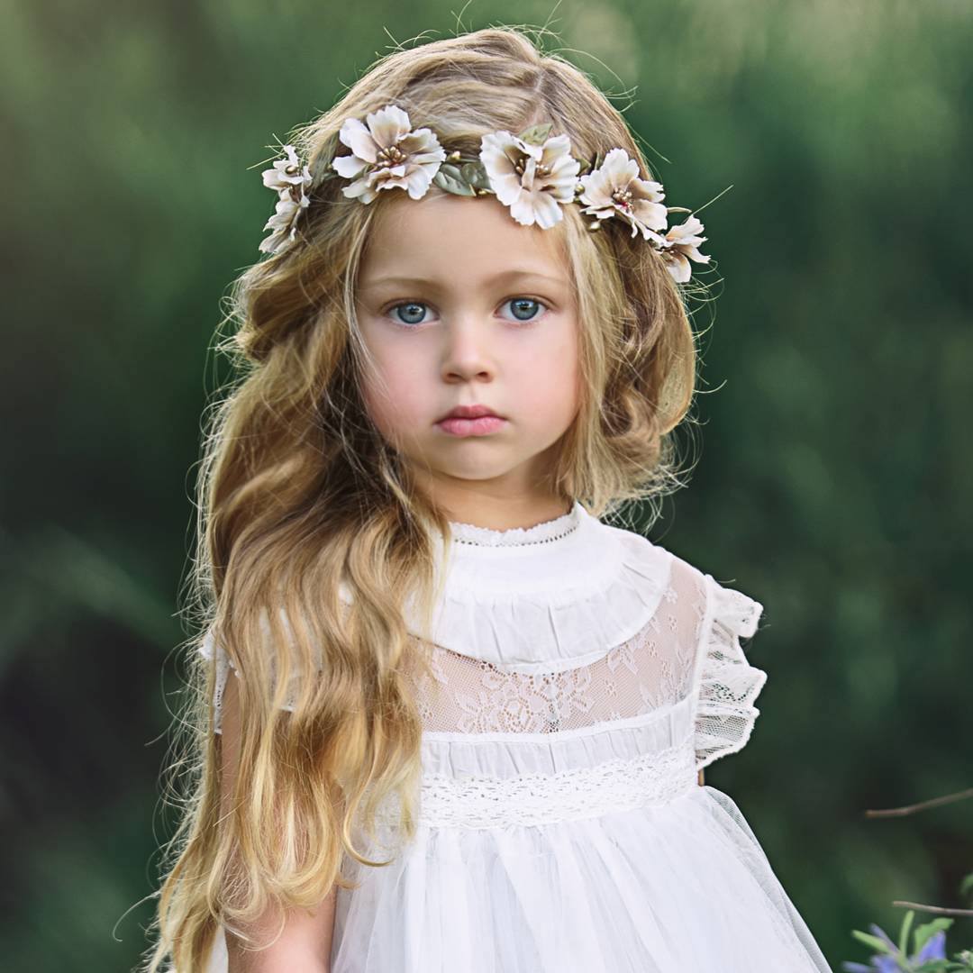 Girls Summer Flower Tulle Lace Dress Photoshoot Dress