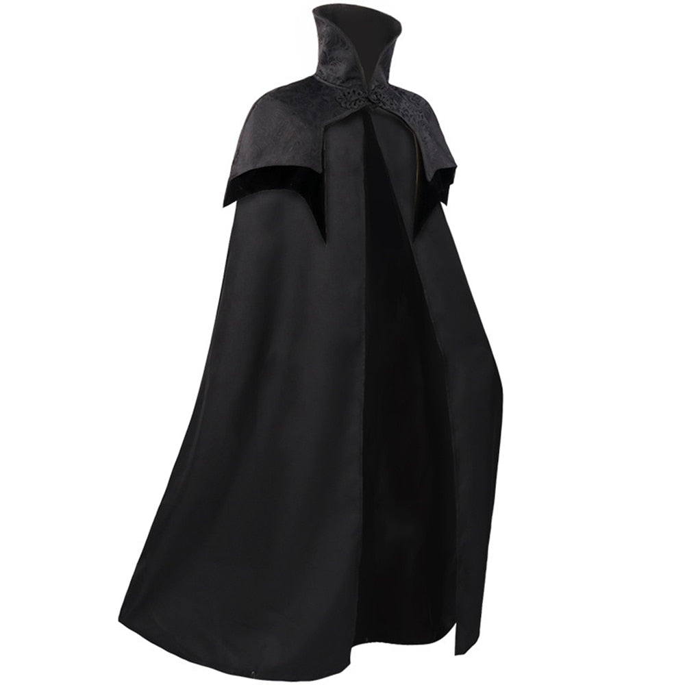 Red or Black Floor Length High Collar Cape