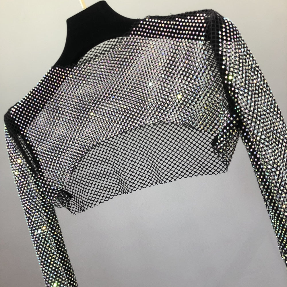 Glittery Net Bolero Top