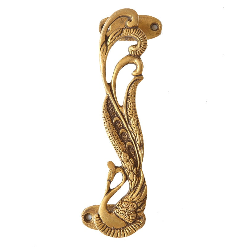 Peacock Handcrafted Brass Door Handle Pull
