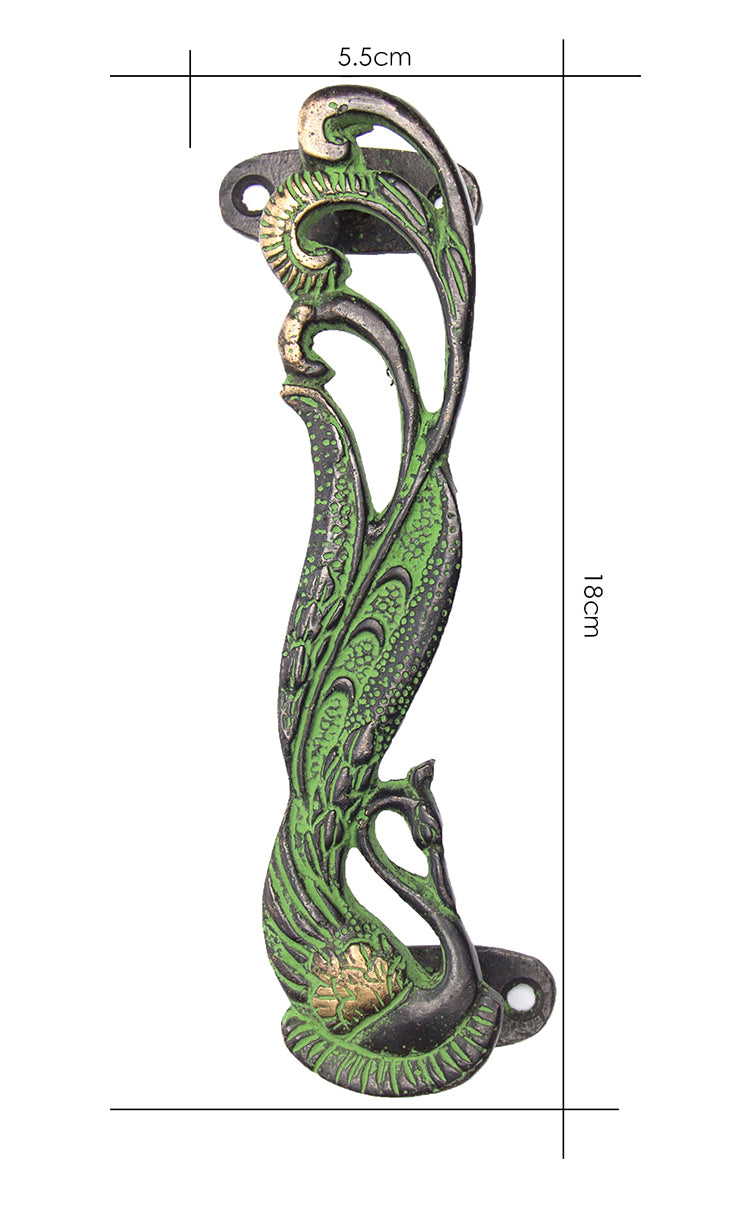 Peacock Handcrafted Brass Door Handle Pull
