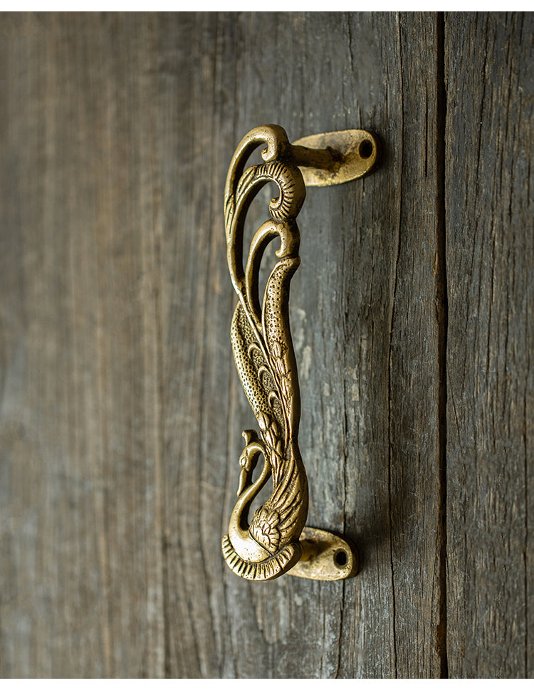 Peacock Handcrafted Brass Door Handle Pull