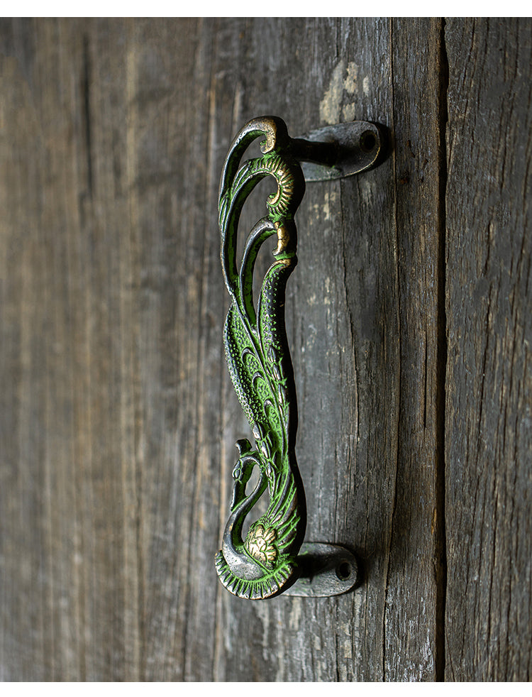 Peacock Handcrafted Brass Door Handle Pull