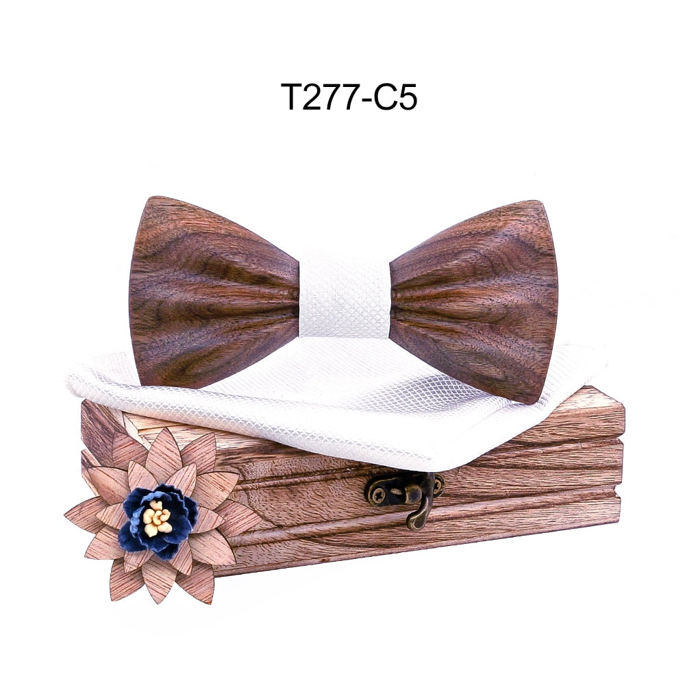 Carved Wooden Bow Tie
