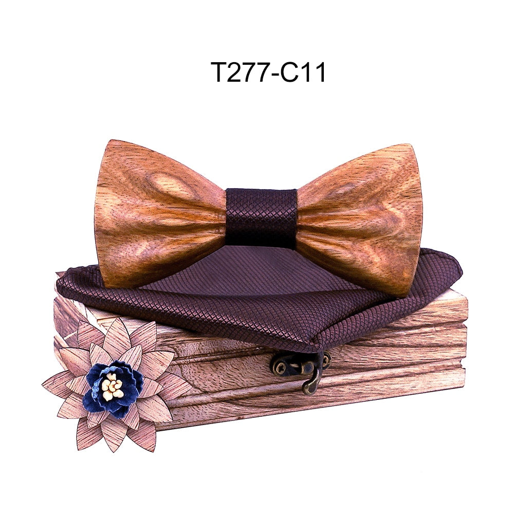 Carved Wooden Bow Tie