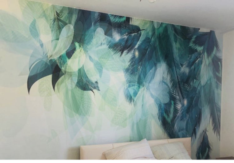 Blue Feather Mural Wallpaper