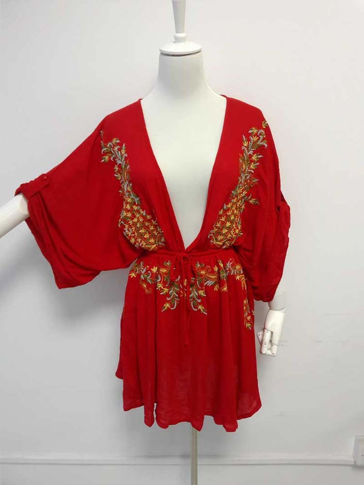 Embroidered Boho Mini Dress