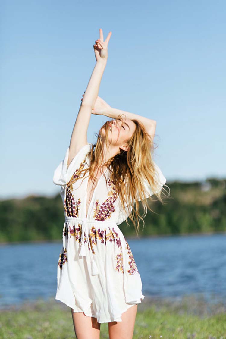 Embroidered Boho Mini Dress