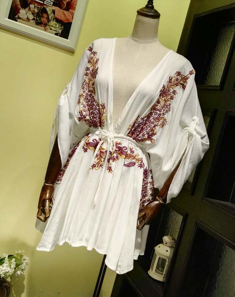 Embroidered Boho Mini Dress