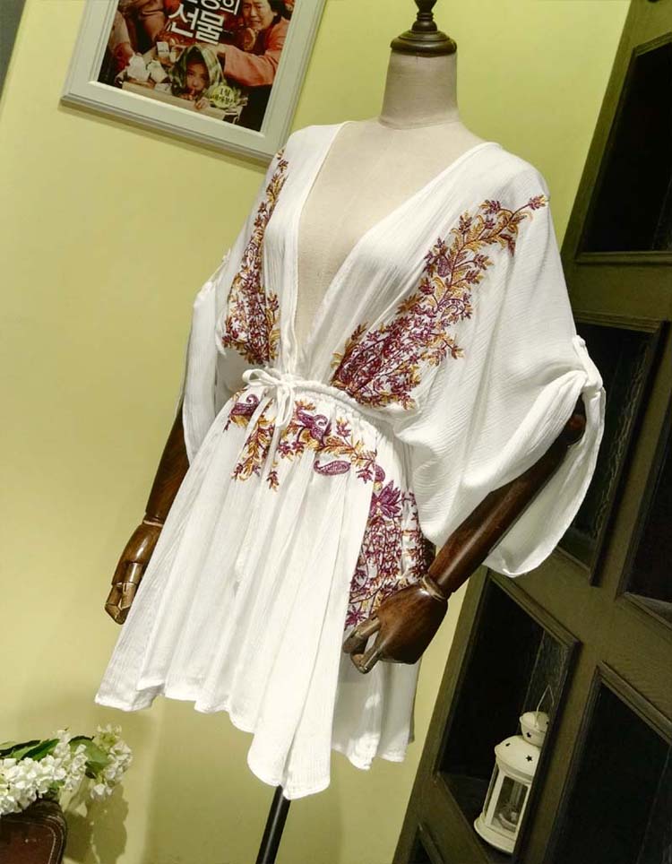 Embroidered Boho Mini Dress
