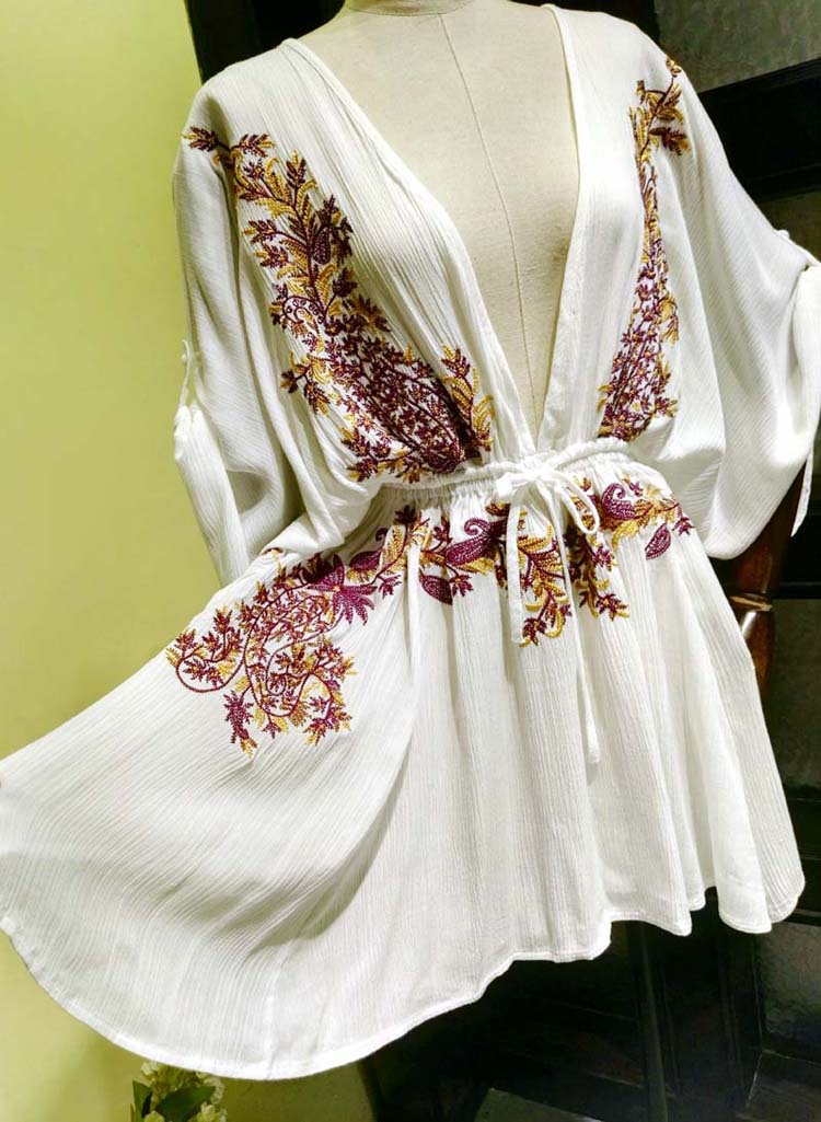 Embroidered Boho Mini Dress