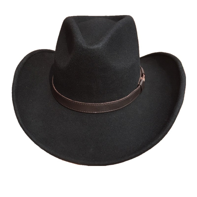 Black Western Cowboy Hat Wool Felt