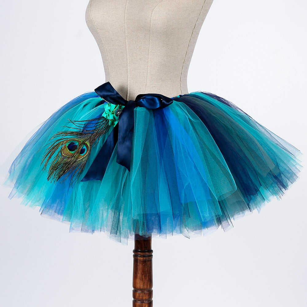 Mummy & Me Peacock Feather Tutu Skirt With Witches Hat