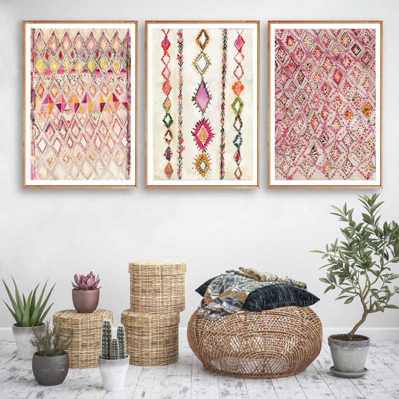 Moroccan Rug Pink Posters and Prints Eclectic Home Decor