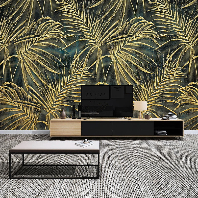 Golden Leaf Mural Wallpaper