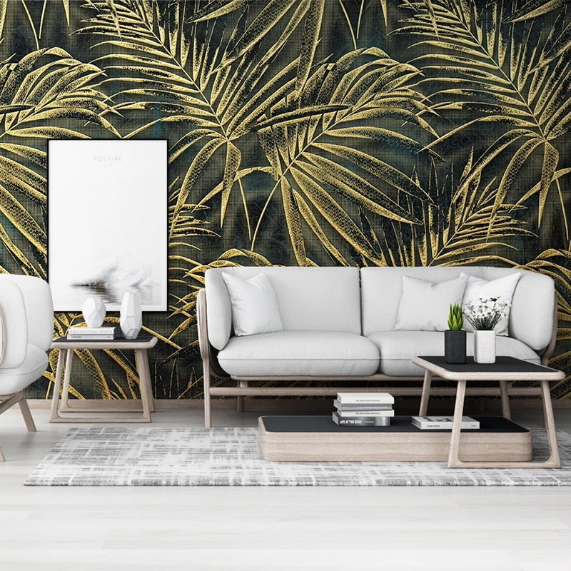 Golden Leaf Mural Wallpaper