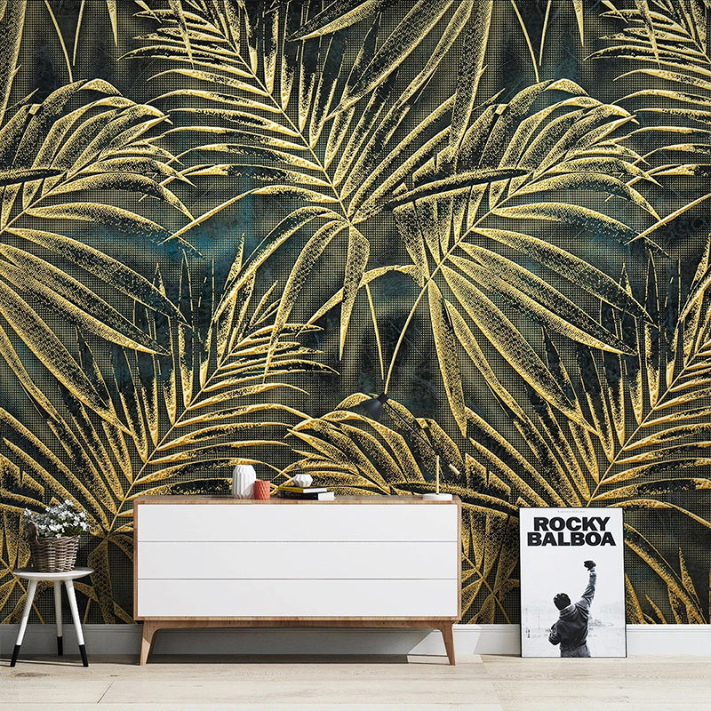 Golden Leaf Mural Wallpaper