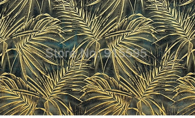 Golden Leaf Mural Wallpaper