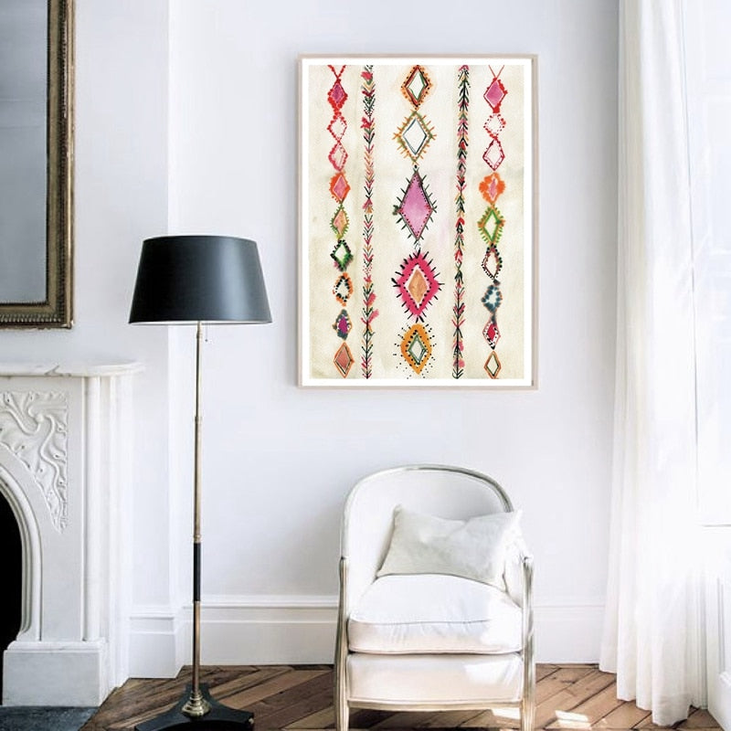 Moroccan Rug Pink Posters and Prints Eclectic Home Decor