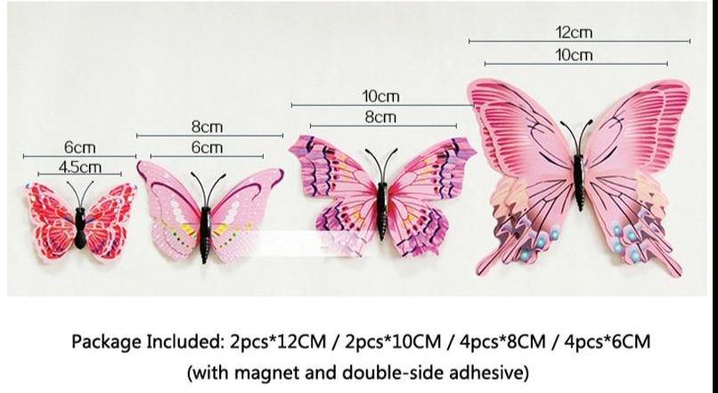12 Double Layer Butterfly Wall Sticker Magnets - Woodland Gatherer