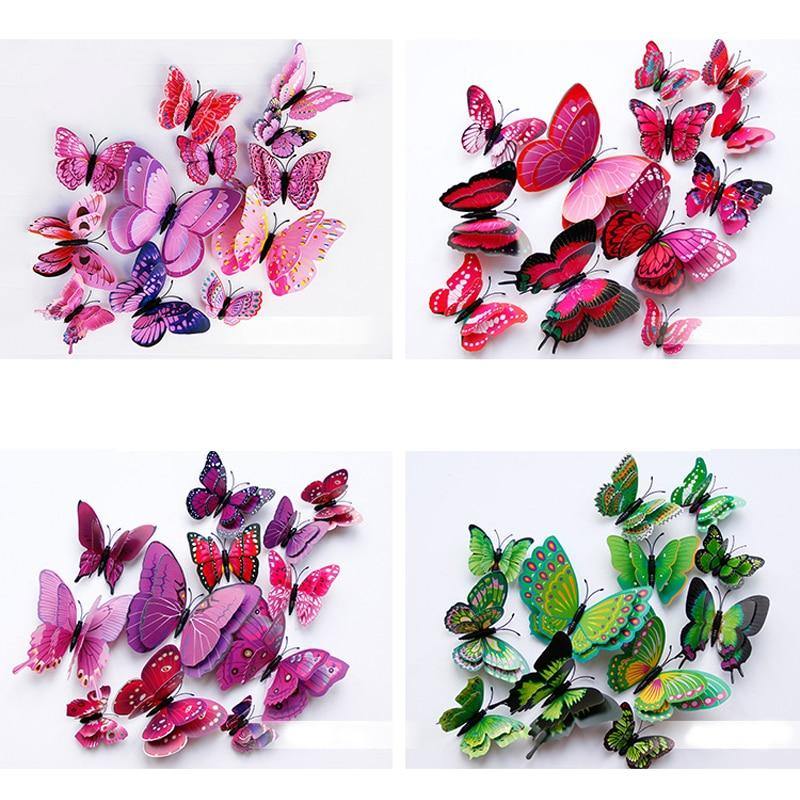 12 Double Layer Butterfly Wall Sticker Magnets - Woodland Gatherer
