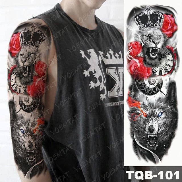 Lion King - Large Arm Sleeve Temporary Tattoo