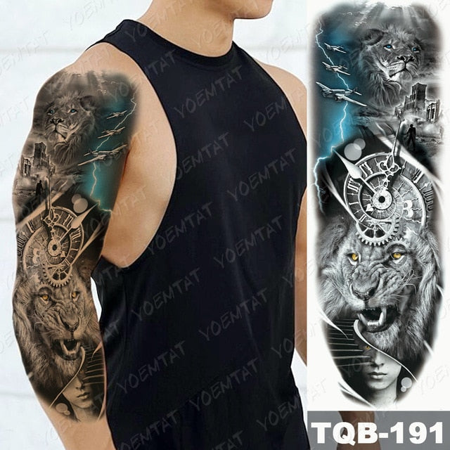 Lion King - Large Arm Sleeve Temporary Tattoo