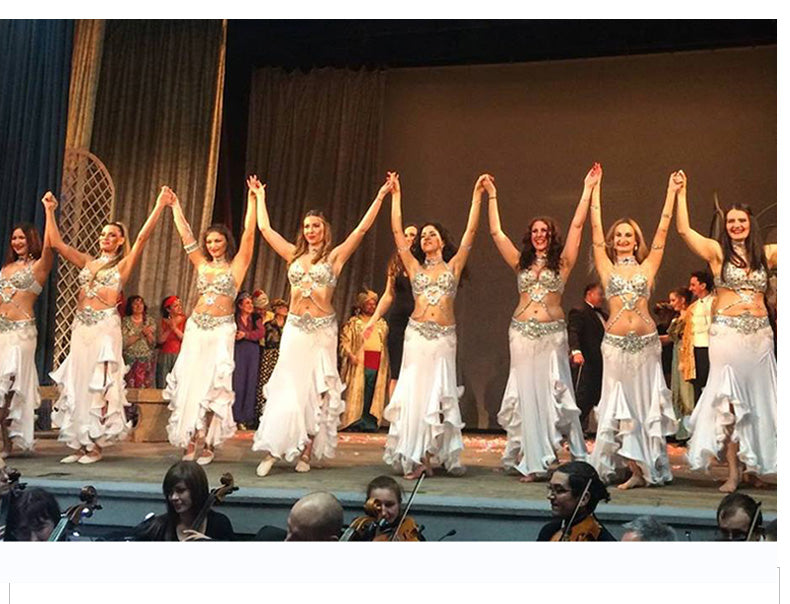 Beaded Crystal Belly Dance Costume Bra+Belt+Necklace 3pc Performance Set