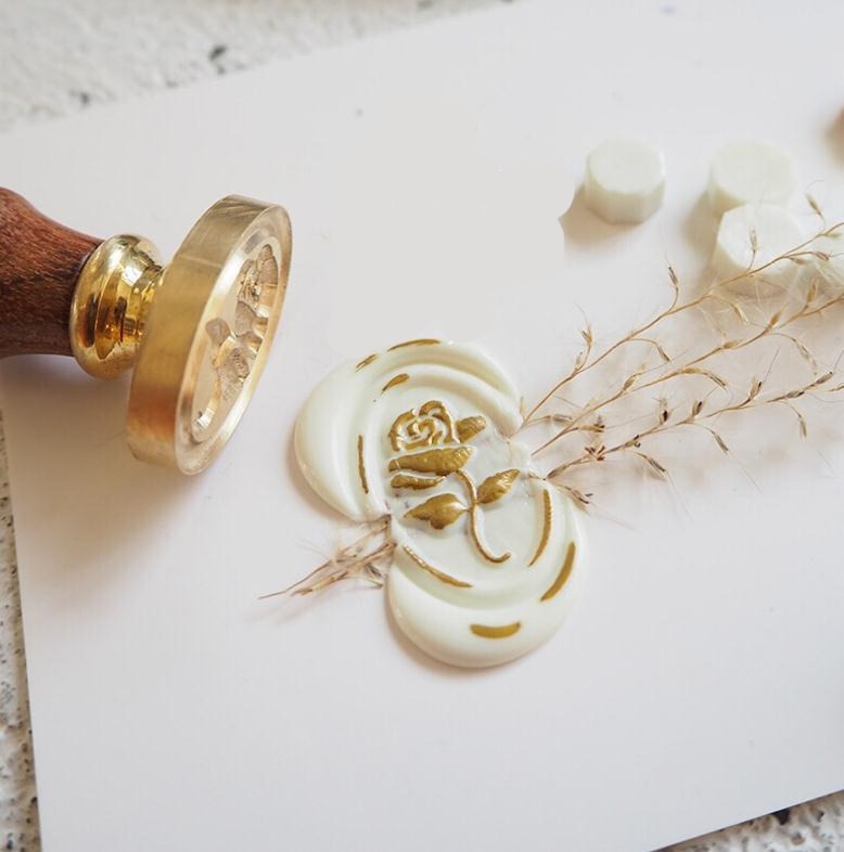 Embossed 3D Rose Flower Wax Seal Stamp Wedding Laurel Wax Stamp Envelope Seal