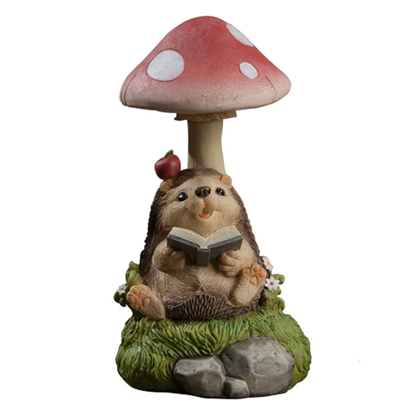 Rabbit & Hedgehog & Chipmunk Mushroom Lamps Solar Powered Night Lights