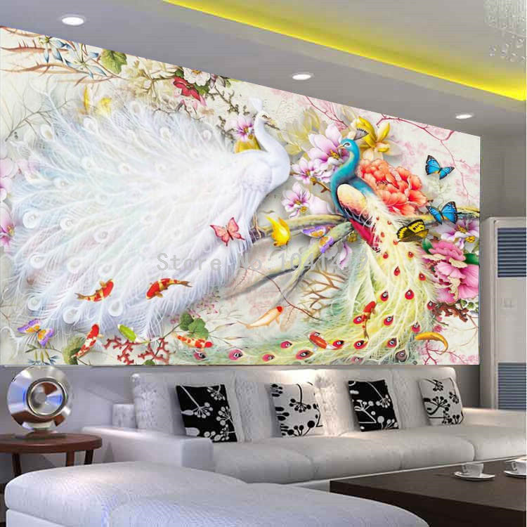 Peacock Courtship Wall Murals Wallpaper