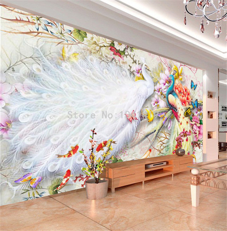 Peacock Courtship Wall Murals Wallpaper