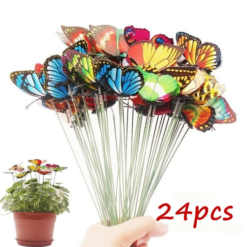 Bunch of Butterflies Garden Planter Butterfly Stakes